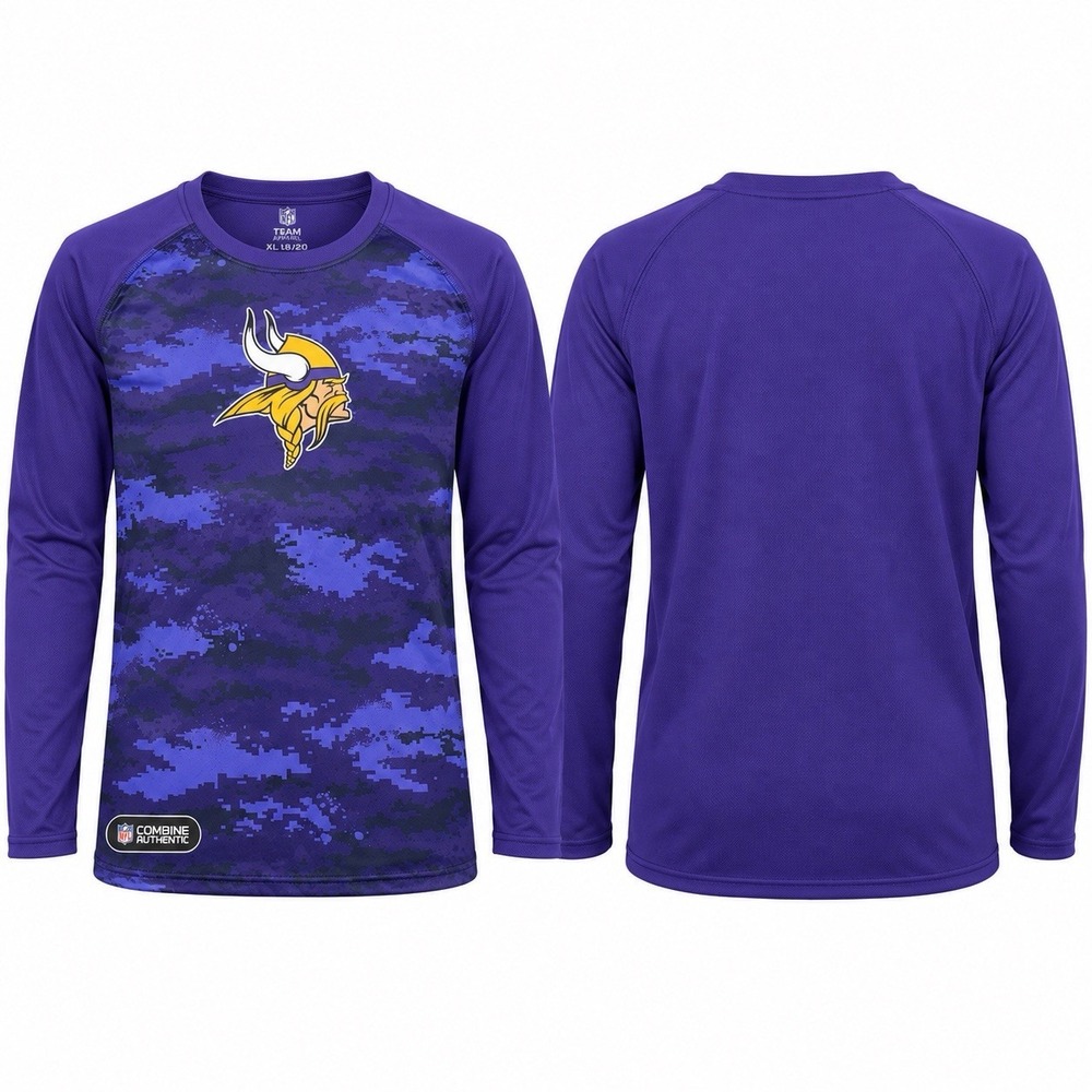 NFL Team Apparel Minnesota Vikings Youth XL 18/20 Purple Combine Long Sleeve NWT